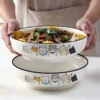 1728457936098-2a845af6dc0645e2819d6268f20d787f-goods 2pcs Large 9-Inch Ceramic Cat Soup Bowl