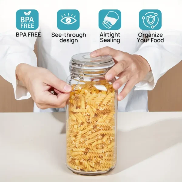Airtight Glass Canister Set of 3 with Lids